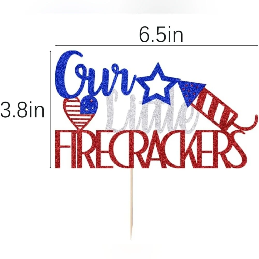 NEW Birthday Cake Topper Cupcake 4th of July Holiday Party Decor Glitter Bday